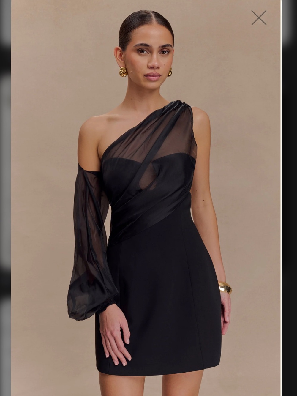 Meshki Effie Organza One Sleeve Mini Dress
